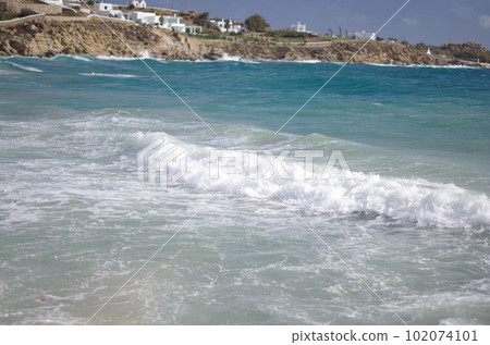 米科諾斯島海岸上的白浪 米科諾斯島海岸上的白浪 102074101