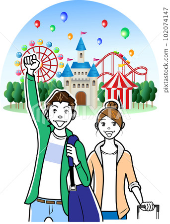 作為一對夫婦參觀遊樂園的遊客 102074147