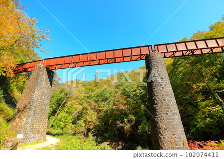 北名鐵道遺跡 上地橋 秋天 102074411