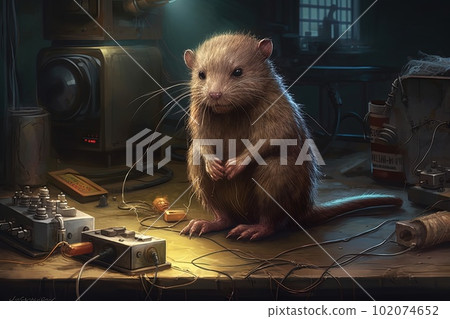 brown wild breed mink rat in the studio house sniffs something on the floorillustration generative ai brown wild breed mink rat in the studio house sniffs something on the floorillustration generative ai 102074652