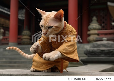 cat shaolin monk illustration generative ai cat shaolin monk illustration generative ai 102074666