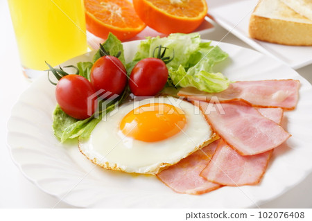 Delicious breakfast fried egg 102076408