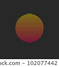 Sunset, sun striped logo, retro sunrise in Miami 102077442