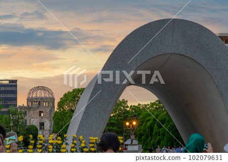 Peace Memorial Park on August 6, the day the atomic bomb was dropped Peace Memorial Park on August 6, the day the atomic bomb was dropped 102079631