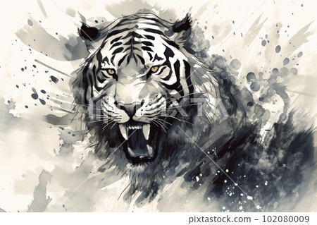 Majestic ink painting tiger 102080009