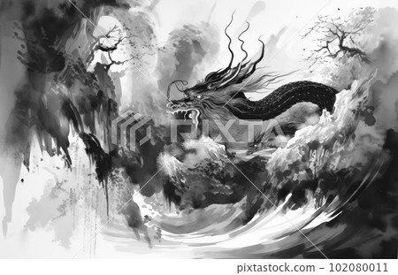 日本神龍在 sumi-e 日本神龍在 sumi-e 102080011