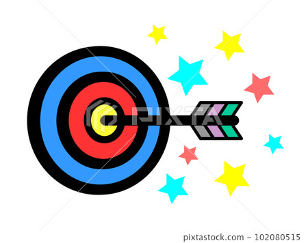 Illustration that the arrow hit the center of the target and hit the jackpot 102080515