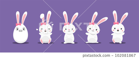 A set of rabbit doing pose. Isolated Vector Illustration. A set of rabbit doing pose. Isolated Vector Illustration. 102081867