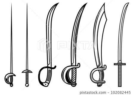 Set of fencing swords isolated on white background. Design element for logo, label, sign, badge. Vector illustration 102082445
