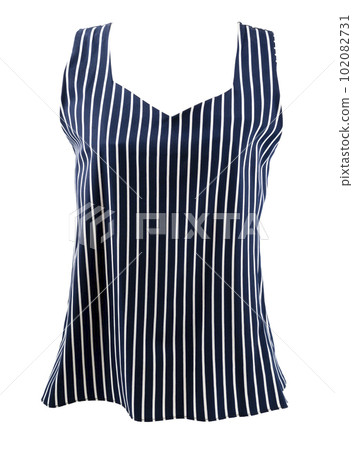 The Navy blue elegant female blouse isolated on white background, Save clipping path. 102082731