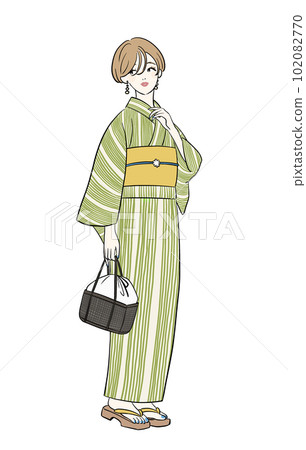 穿著浴衣的女人，夏天 102082770