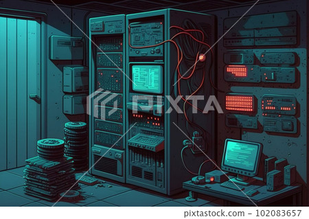 服務器機房圖像：人工智能生成的圖像 102083657