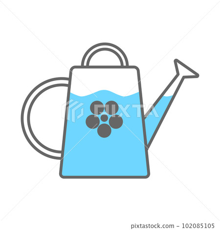 Watering can with water and flower picture. Vector isolated on white. Watering can with water and flower picture. Vector isolated on white. 102085105