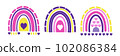 Rainbow set. cute rainbow in pastel colors. cute rainbow with hearts. Vector illustration. 102086384