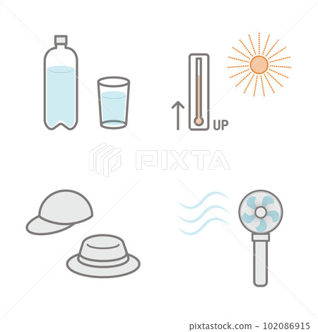Illustration set 2 for heat stroke measures Illustration set 2 for heat stroke measures 102086915