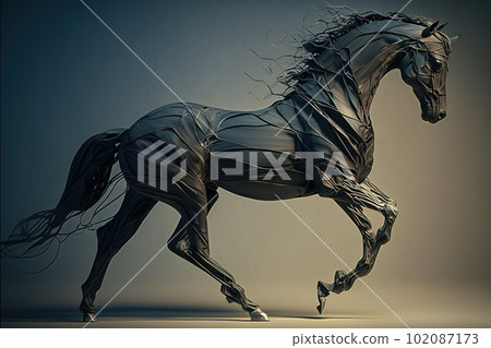 Image of a horse is running gracefully. Wildlife Animals. Illustration, generative AI. Image of a horse is running gracefully. Wildlife Animals. Illustration, generative AI. 102087173