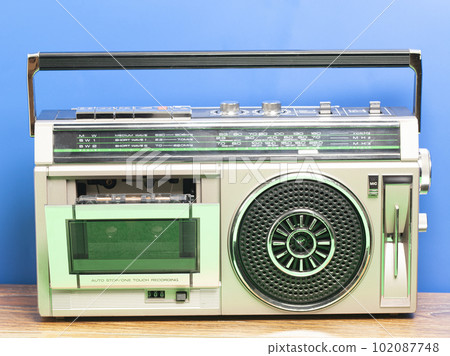 Retro ghetto radio boom box cassette recorder from 80s.. 102087748