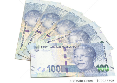 South African money 100 rand banknotes. South African money 100 rand banknotes. 102087796