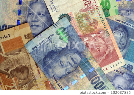 Close-up of South African currencies rand Close-up of South African currencies rand 102087885
