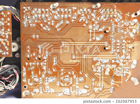 Electronic board of an old cassette tape recorder Electronic board of an old cassette tape recorder 102087953