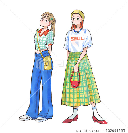 Gingham check fashion illustration color 102091565