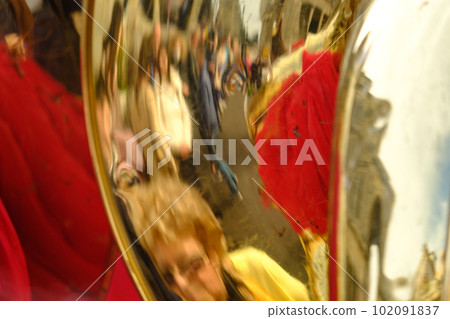 Reflections in the Tubas of Corful Philarmonic Orchestras during the famous Easter Litany Processions 102091837
