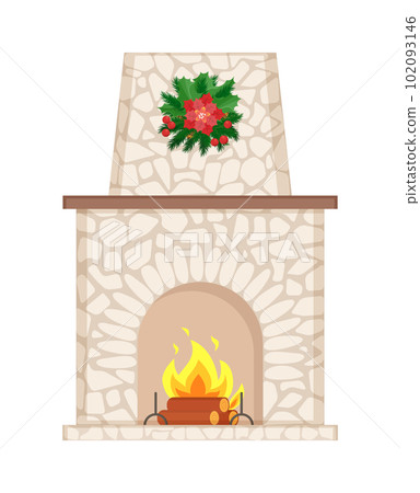 Fireplace Decorated for Christmas Winter Holiday Fireplace Decorated for Christmas Winter Holiday 102093146