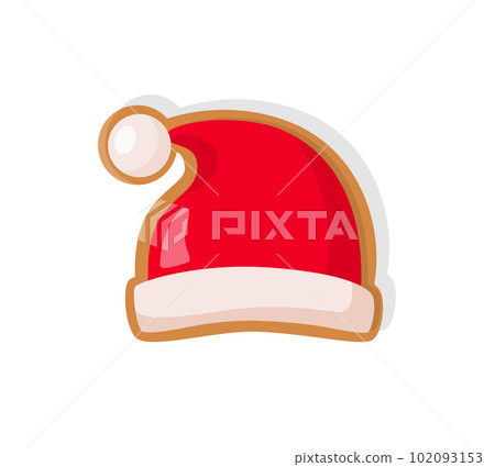 Gingerbread of Santa Bright Red Hat Vector Isolated 102093153