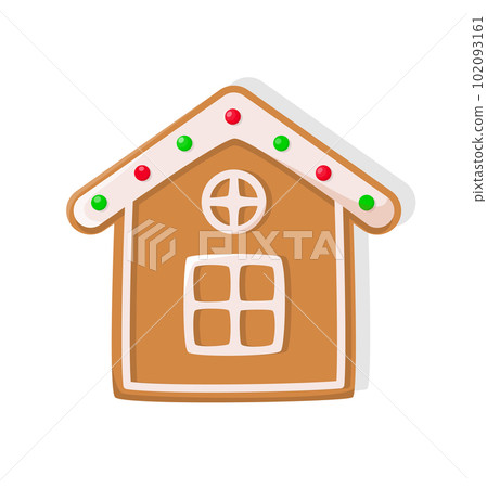 Christmas Cookie of House with Windows Vector 102093161