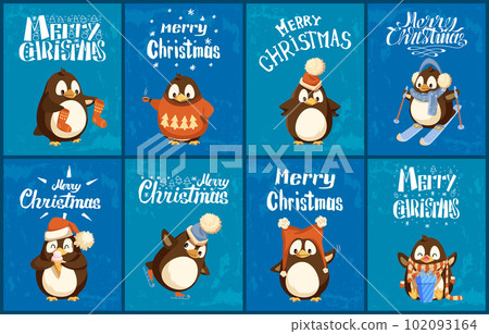 Merry Christmas Greeting Card, Penguin Vector Merry Christmas Greeting Card, Penguin Vector 102093164