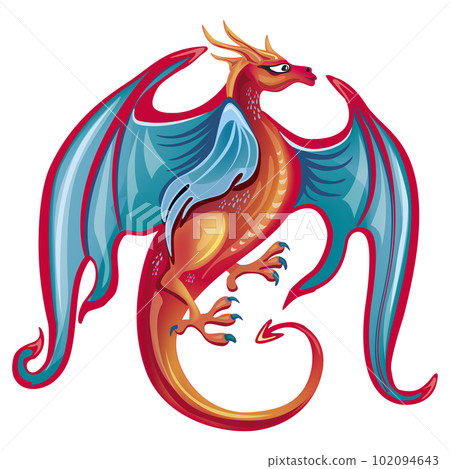 Medieval mythical creature, Illuminati manuscript inspiration, romanesque style 102094643
