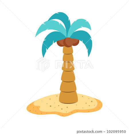 palm tree on island isolated on white background - Stock Illustration ...