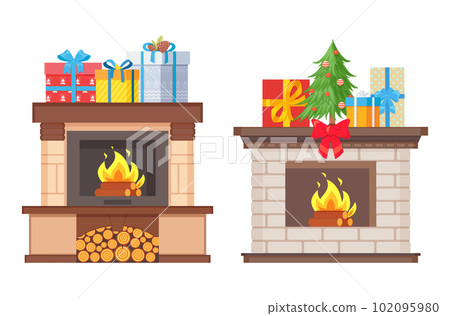Fireplace Decoration Christmas Winter Holidays Set 102095980