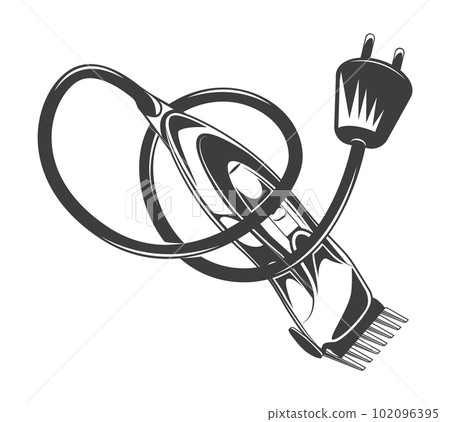 Electrical hair clipper or shaver vector illustration in monochrome vintage style isolated on white 102096395