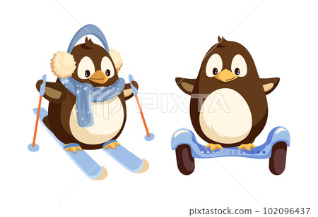 Penguins Skiing and Running on Segway Vector Penguins Skiing and Running on Segway Vector 102096437