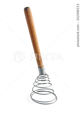 Original spiral whisk for beating eggs isolated on white background Original spiral whisk for beating eggs isolated on white background 102096553