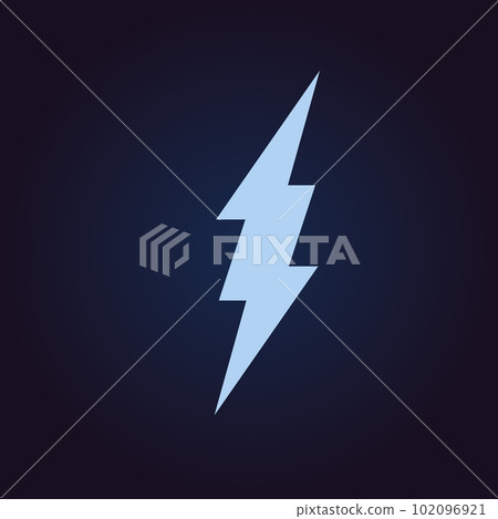 Electric energy flash icon, thunderbolt symbol, lightning strike, thunderstorm flat graphic. Electric shock, lightning bolt logo, stormy weather sign, electric discharge pictogram.Vector illustration Electric energy flash icon, thunderbolt symbol, lightning strike, thunderstorm flat graphic. Electric shock, lightning bolt logo, stormy weather sign, electric discharge pictogram.Vector illustration 102096921
