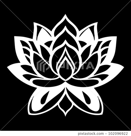 Lotus flower vector icon. Black and white lotus flower vector icon. Lotus flower vector icon. Black and white lotus flower vector icon. 102096922