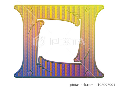 3D rendered vintage letter on transparent background. Art font illustration. 102097004