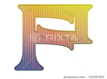 3D rendered vintage letter on transparent background. Art font illustration. 102097005