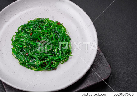 Delicious healthy vegetarian hiashi wakume seafood salad with sesame seeds Delicious healthy vegetarian hiashi wakume seafood salad with sesame seeds 102097566