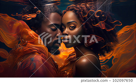 Beautiful girl in bright dress underwater Beautiful girl in bright dress underwater 102097650