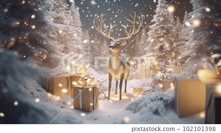Magic deer in fairy forest. Illustration AI Generative 102101398