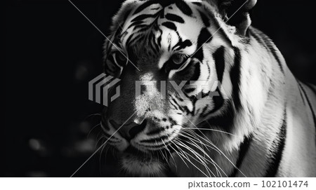 Monochrome tiger. Illustration AI Generative 102101474