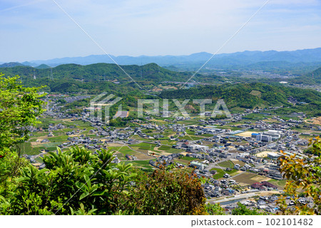 從香川縣飯野山的山路看到的丸龜市和平原 102101482