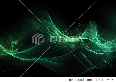 Network technology background. Futuristic tech green background. Low poly 3d wire made with generative AI Scy fi space illustration Network technology background. Futuristic tech green background. Low poly 3d wire made with generative AI Scy fi space illustration 102102626