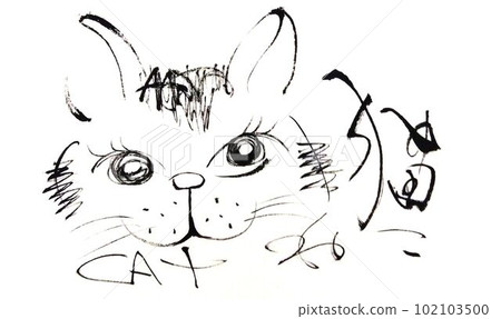 貓咪水墨畫可愛 貓咪水墨畫可愛 102103500