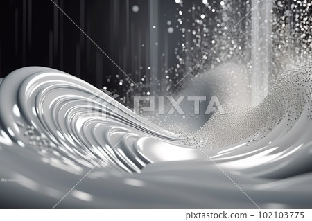 Network technology background futuristic tech white cream wave background. Low poly 3d wire made with generative AI Scy fi space illustration 102103775