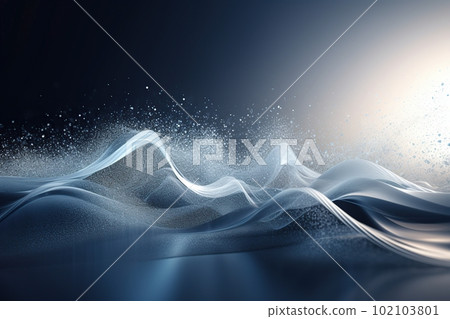 Network technology background futuristic tech blue and white foam wave background. Low poly 3d wire made with generative AI Scy fi space illustration 102103801