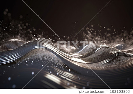 Network technology background futuristic tech silver wave background. Low poly 3d wire made with generative AI Scy fi space illustration 102103803